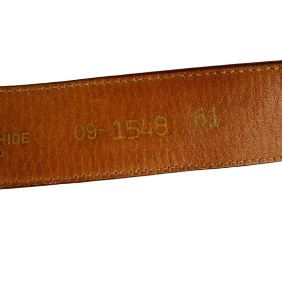 Vintage PIERRE CARDIN Tan Leather Gold Logo Buckle Unisex Belt Size 30